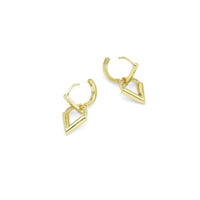 CZ Gold Triangle Arrow Hoop Earrings, Sku#LK901