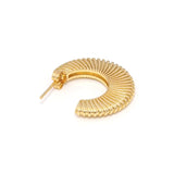 Gold Round Swirl Patten Earrings, Sku#LK809