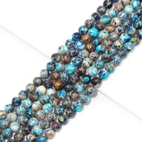 Blue Imperial Jasper Round Smooth Beads, 6mm/8mm/10mm, Sku#U1519