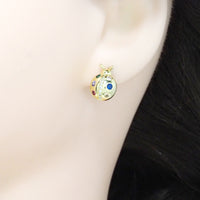 Gold Colorful CZ Ladybug Stud Earrings, Sku#LK777