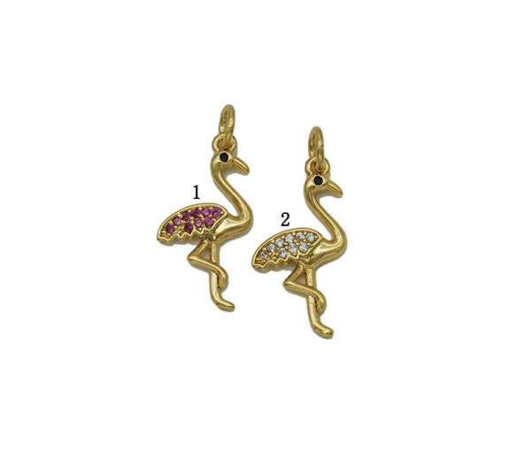 CZ Gold Ostrich Charm, Sku#F1494