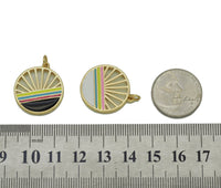 Gold Enamel Rainbow Hollow Out Round Coin Charm, Sku#F1496