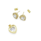 CZ Heart Stud Earrings Pendant Necklace, Sku#LK905