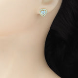 CZ Heart Stud Earrings Pendant Necklace, Sku#LK905