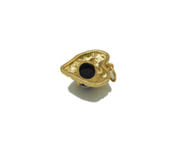 Gold Oval Crystal On Heart Charm, Sku#Y703