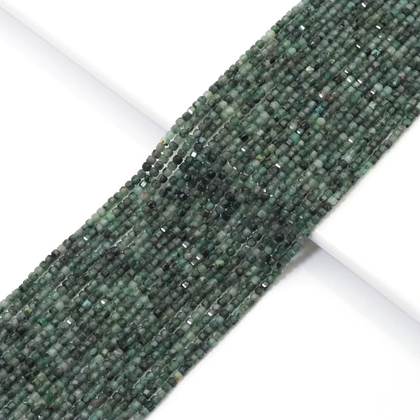 Genuine Emerald Faceted Cube Beads, 2.5mm, Sku#U1523