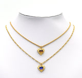 Gold Oval Crystal On Heart Charm, Sku#Y703