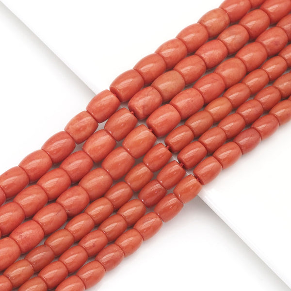 Orange Coral Jade Barrel Shape Beads, Sku#U1737