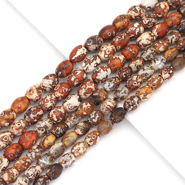 Red Brown Tibetan Agate Barrel Beads, Sku#U1738