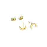 Plain Gold Cresent Moon Stud Earrings, Sku#LK897