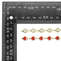 Clear Red Crystal Heart Chain by Yard, sku#LD508