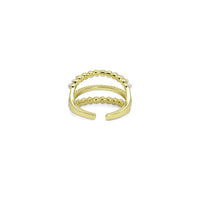 CZ Gold White Pearl triple line Ring, Sku#LD509