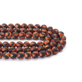 Natural Dark Orange with Black Wavy Line Tibetan Agate Round Smooth Beads, 10mm, Sku#U1558
