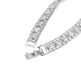 Gold Silver three Rows Diamond Bracelet, Sku#A135