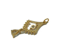 CZ Fan Shape Dangle Charm, Sku#ZX89