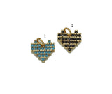 Small Black Turquoise CZ Heart Charm, Sku#ZX94