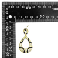 CZ Gold Silver Animal Print Teardrop Oval Earrings, Sku#A138