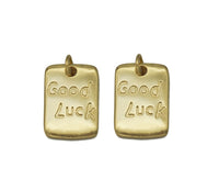 Gold Good Luck Word On Rectangle Charm, Sku#Z1453