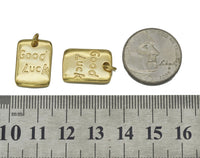 Gold Good Luck Word On Rectangle Charm, Sku#Z1453