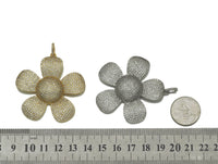 Large Gold Silver Flower Charm, Sku#ML53