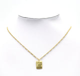 Gold Good Luck Word On Rectangle Charm, Sku#Z1453