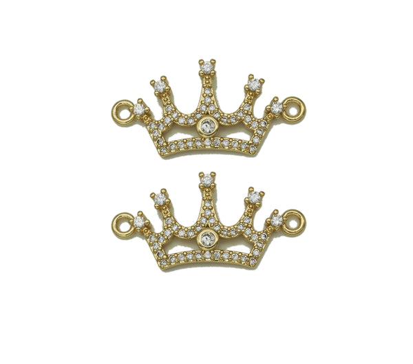 Gold CZ Crown Charm, Sku#LK676