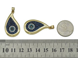 Gold Cobalt CZ Evil Eye On Teardrop Charm, Sku#LK680