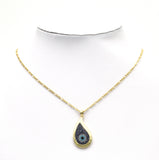 Gold Cobalt CZ Evil Eye On Teardrop Charm, Sku#LK680