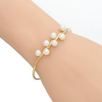 White Pearl Gold Adjustable Bracelet, Sku#B358