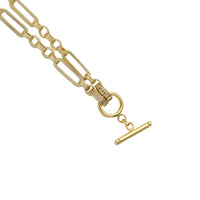 Gold Long Mixed Paperclip Chain OT Bar Adjustable Necklace,sku#EF315