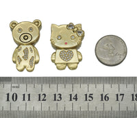 Gold CZ Cartoon Tiger Bear Hello Kitty Charm, Sku#LK687