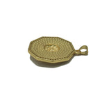 Gold CZ Embossed Sunflower On Polygon Charm, Sku#LK683