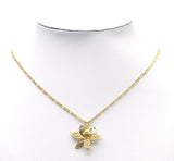 Gold Colorful CZ Lotus Flower Charm, Sku#LK688