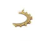 Gold Fuchsia Cobalt CZ Cresent Moon Charm, Sku#L688