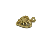 Gold Colorful CZ Flower On Heart Charm, Sku#LD313