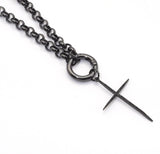 40inch Black Rolo Chain Thin Cross necklace, sku# EF326