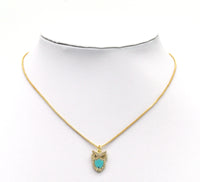 Gold CZ MOP Turquoise Night Owl Charm, Sku#L689