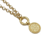 Double Drap Gold Rolo Chain Tuteng Pendant Necklace,sku#EF325