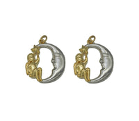 Gold Angel With Silver Cresent Moon Charm, Sku#Z1454