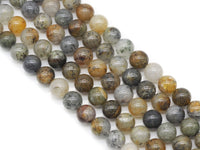 Genuine Gray Brown Silver Moonstone Round Smooth Beads, Sku#U1352