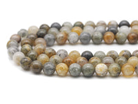 Genuine Gray Brown Silver Moonstone Round Smooth Beads, Sku#U1352