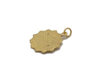 Gold CZ People On Round Sunflower Charm, Sku#Z1462