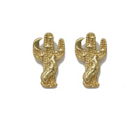 Gold Wolf on Cactus Charm, Sku#Z1463