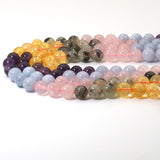 Genuine Mixed Quartz Round Smooth Beads, 6mm/8mm/10mm/12mm, Sku#U1577