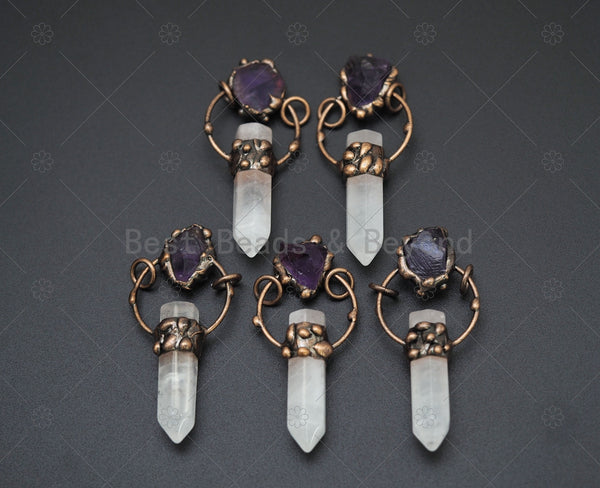 New!!! Natural Crystal Point with Amethyst Pendant, Sku#YT17