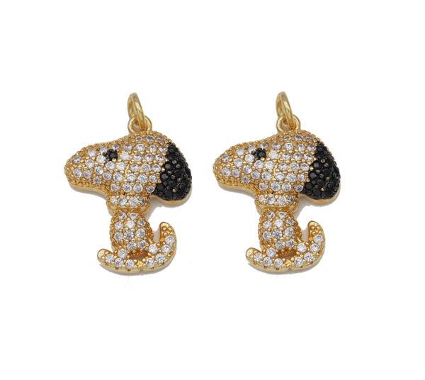 Gold CZ Snoopy Charm, Sku#L693