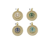 Gold CZ U Shape On Round Coin Charm, Sku#L695