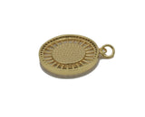 Gold CZ U Shape On Round Coin Charm, Sku#L695