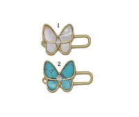 Gold CZ MOP/Turquoise Butterfly Charm, Sku#L697