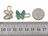 Gold CZ MOP/Turquoise Butterfly Charm, Sku#L697